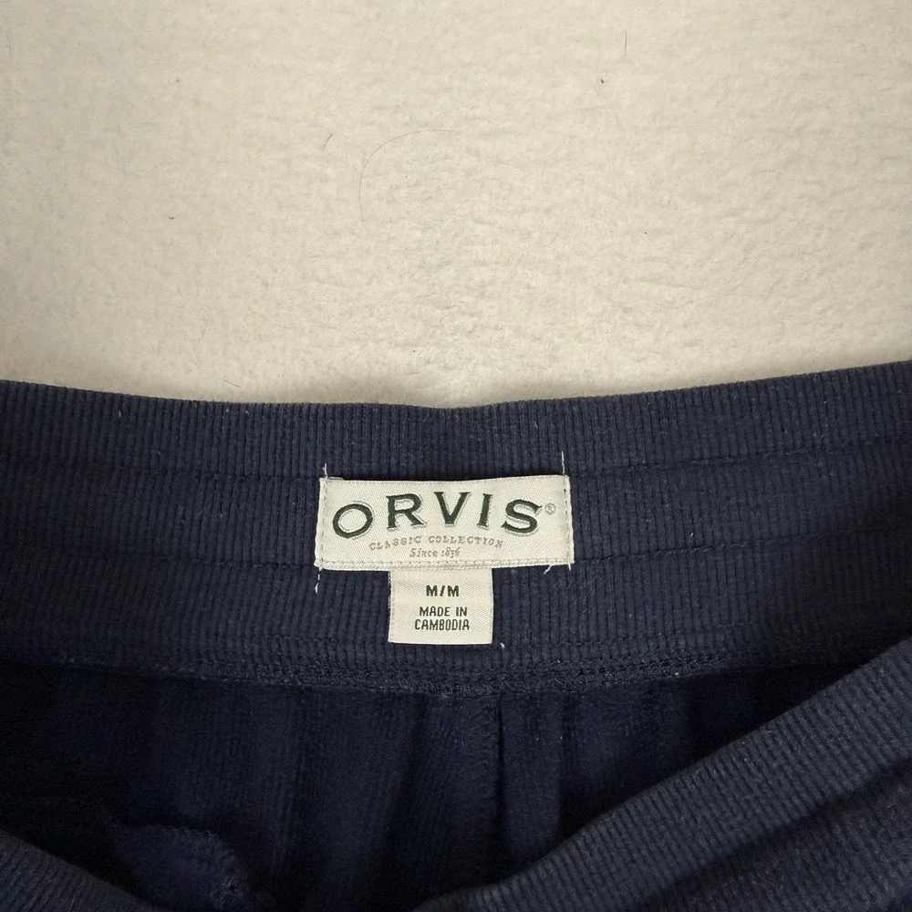 Orvis Men's Classic Collection Navy Blue Fleece Joggers Sweatpants Size Medium
